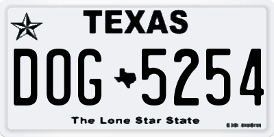 TX license plate DOG5254