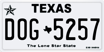 TX license plate DOG5257