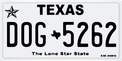 TX license plate DOG5262