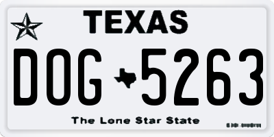 TX license plate DOG5263