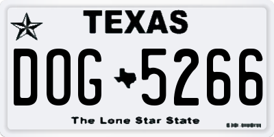 TX license plate DOG5266