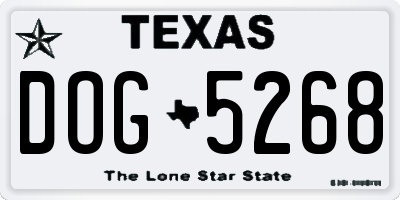 TX license plate DOG5268