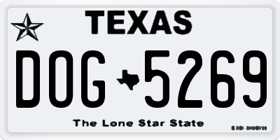 TX license plate DOG5269