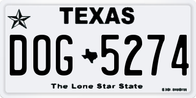 TX license plate DOG5274