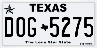 TX license plate DOG5275