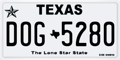TX license plate DOG5280
