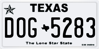 TX license plate DOG5283