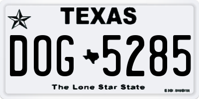 TX license plate DOG5285