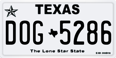 TX license plate DOG5286