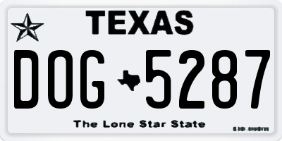 TX license plate DOG5287