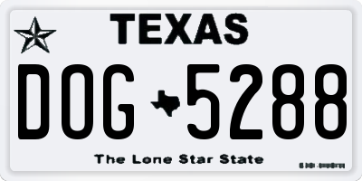 TX license plate DOG5288