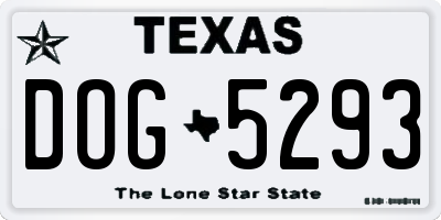 TX license plate DOG5293