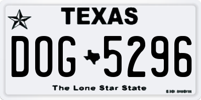 TX license plate DOG5296