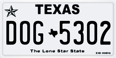 TX license plate DOG5302