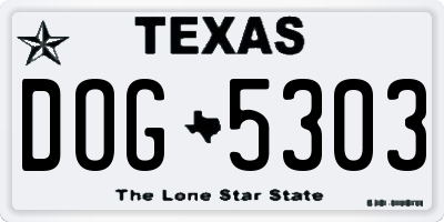 TX license plate DOG5303