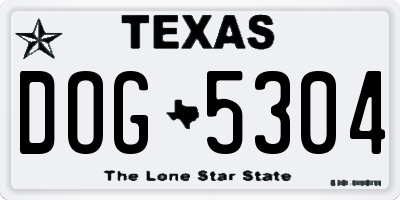 TX license plate DOG5304