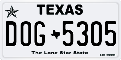 TX license plate DOG5305