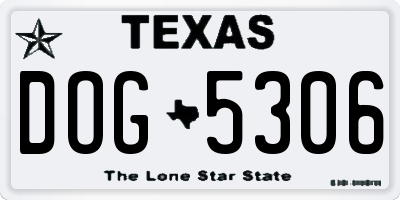 TX license plate DOG5306