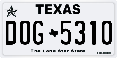 TX license plate DOG5310