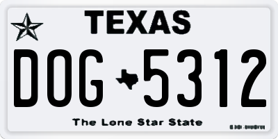 TX license plate DOG5312