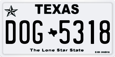TX license plate DOG5318