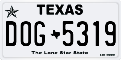 TX license plate DOG5319