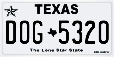 TX license plate DOG5320