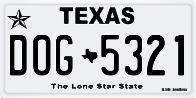 TX license plate DOG5321
