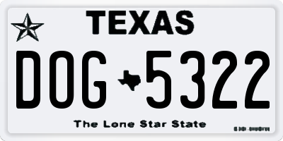 TX license plate DOG5322
