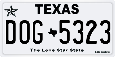 TX license plate DOG5323