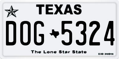 TX license plate DOG5324
