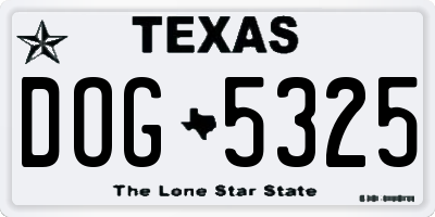 TX license plate DOG5325