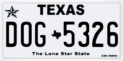 TX license plate DOG5326