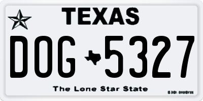 TX license plate DOG5327