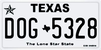 TX license plate DOG5328