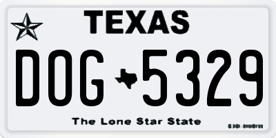 TX license plate DOG5329