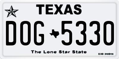 TX license plate DOG5330