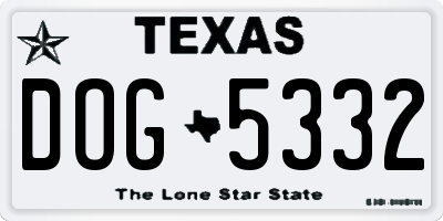 TX license plate DOG5332