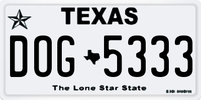 TX license plate DOG5333