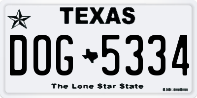 TX license plate DOG5334