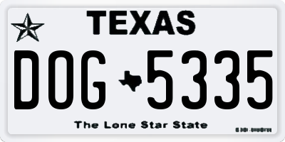 TX license plate DOG5335