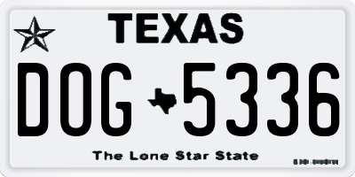 TX license plate DOG5336