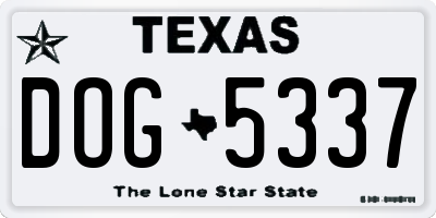 TX license plate DOG5337