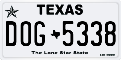 TX license plate DOG5338