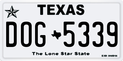 TX license plate DOG5339