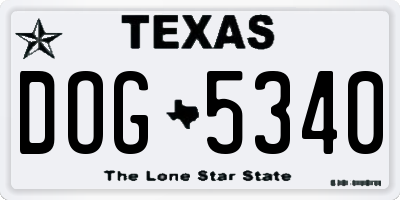 TX license plate DOG5340