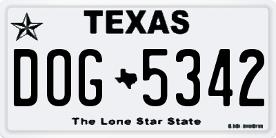 TX license plate DOG5342