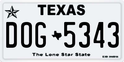 TX license plate DOG5343
