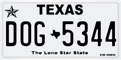 TX license plate DOG5344