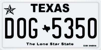 TX license plate DOG5350